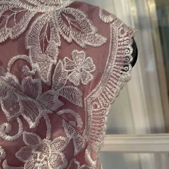 NWT Chi Chi London /Nordstrom Lace Cap Sleeved Open Back Dip Hem Dress (levaeh) - Picture 7 of 10